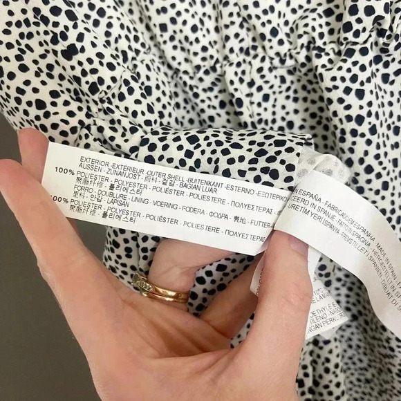 Zara Dots Print V-Neck Elbow Sleeve Open Back Romper White Black Size S - Picture 12 of 12